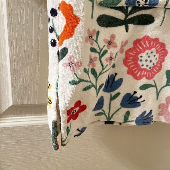 Mini Boden White Floral Swim Dress Cover Up Towelling Terry Hooded Girls SZ 3-4 - Picture 8 of 12